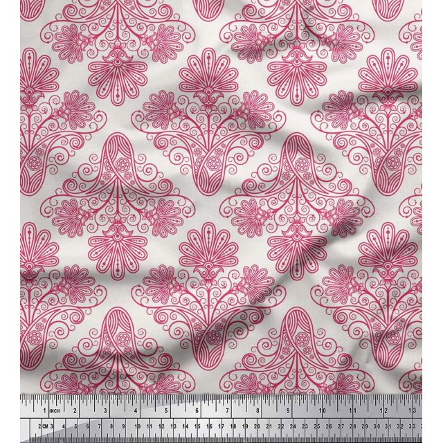 Soimoi Modal Satin Fabric Swirls & Paisley Fabric Prints By Yard 42 Inch Wide