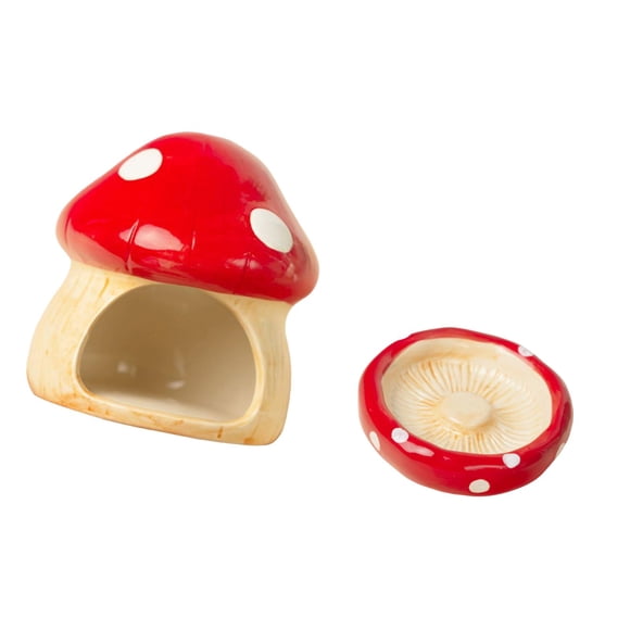 Milaget Maison en Céramique pour Hamster Mignonne avec Bol d'Alimentation pour Gerbilles Tamia Souris Rouge