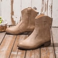 thumbnail image 5 of Cameland Bottes Mi-Mollet Rétro Unies pour Femmes Talons Moyens Bottes à Bout Rond Bottes à Fermeture Éclair Arrière, 5 of 5