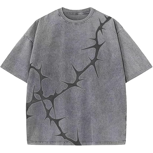 Xdzjlr Tshirt Men Gothic Vintage Oversized Washed Tees Clothes Comfortable Men's Shirt,Xl