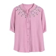 thumbnail image 5 of PEONAVET 3/976 Length Sleeve Womens Tops, Womens Spring And Summer V-Neck 3/4 Sleeve Solid Loose Casual, 5 of 5