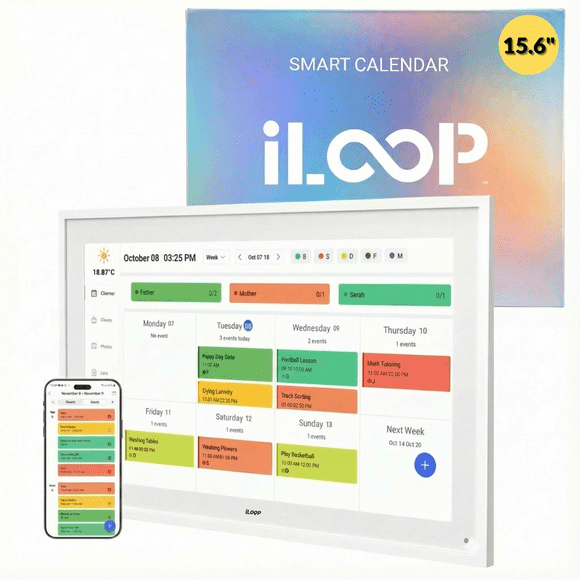 iLoop 15.6” Digital Calendar 32GB | 3 Modes: Calendar, Wi-Fi Photo and Video Frame & Art Gallery | Touchscreen