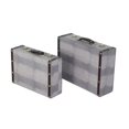 thumbnail image 1 of Benzara BM205922 Trunk Style Suitcase with Textured Print Canvas Covering, Gray - Set of 2, 1 of 5
