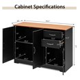 thumbnail image 3 of Costway Buffet Bahut Armoire de Cuisine Armoire de Rangement avec 2 Tiroirs et 3 Portes Noir, 3 of 10