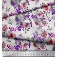 thumbnail image 3 of Soimoi Toile de Velours Feuilles & Rose Imprimé de Fleurs par la Cour 58 Pouces de Large, 3 of 3