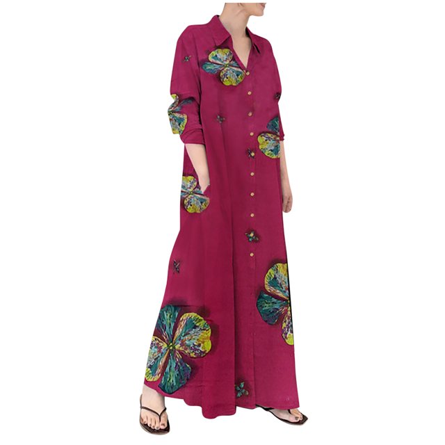 PVCS Chemise Habillée pour Femmes Jupe Longue Manches Longues Poche Automne Printemps Col Chemise