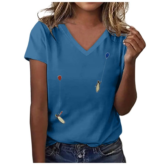 WEAIXIMIUNG T-Shirts pour Femmes Graphiques Ajustés T-Shirt Drôle pour Femmes à Imprimé Pingouin