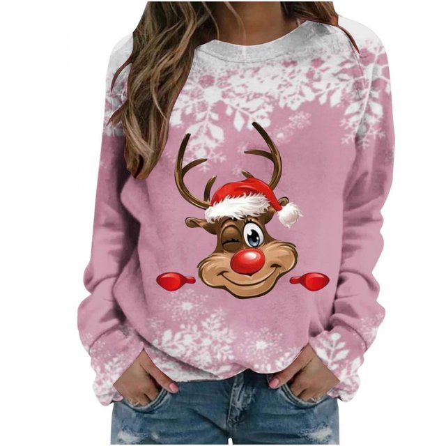 Femmes Pull Pulls- Pull Drop Épaule Col Rond Manches Longues Noël Tricot Sweat-Shirts Floraux Occasionnels Tops pour L Automne / Printemps / Hiver Rouge L