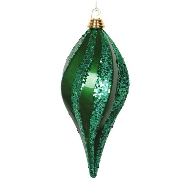 Vickerman M132604 Green Candy Glitter Swirl Drop Ornament - 12 in.