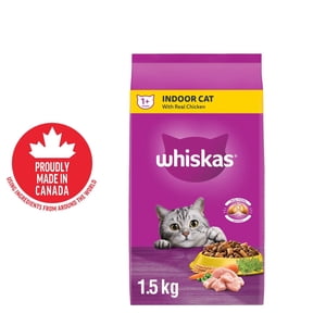 WHISKAS Aliments pour chats secs adultes, à l'intérieur avec du vrai poulet 1.5kg