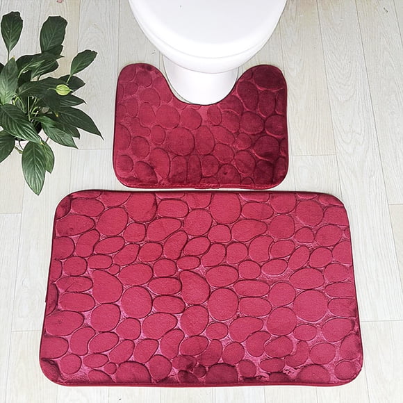 TopLLC Bathroom Rugs Sets 2 Piece With Toilet Rugs U Shaped Enlarge Thicken Bath Mat Set With PVC Non Slip Rubber Backing Microfiber Shag Rug For Bathroom Decoration on Clearance