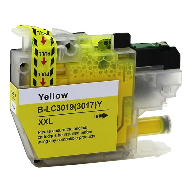 L-ink Cartouche d'Encre Compatible LC20E Jaune (LC20EY, LC-20E) Montrée en Gros Plan, Vue Frontale avec un Corps en Plastique Jaune Translucide et des Chambres à Encre Visibles. Elle Porte une Étiquette Jaune Marquée B-LC3019(3017)Y TTG et des instructions d'Installation. Cette Cartouche d'Encre Jaune Compatible Certifiée ISO Offre une Qualité d'Impression Claire et Nette pour Imprimantes de la Catégorie Électronique > Imprimantes et Fournitures.