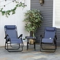 thumbnail image 2 of Outsunny Ensemble de Chaise Longue Zéro Gravité avec Table d'Appoint, Chaise Longue de Patio, Porte-Gobelets et Appuie-Tête Réglable, Bleu, 2 of 9