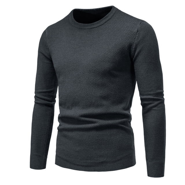 EGNMCR Chandail pour Homme, Chandail Décontracté à Manches Longues avec Col Rond et Matériau Acrylique Tricoté Uni. le Chandail de Couleur Foncée Présente un Motif Texturé, Offrant Chaleur et Confort pour l'Hiver. Convient aux occasions Décontractées, à l'Usage Quotidien Ou à la Superposition pendant les Mois Plus Froids.