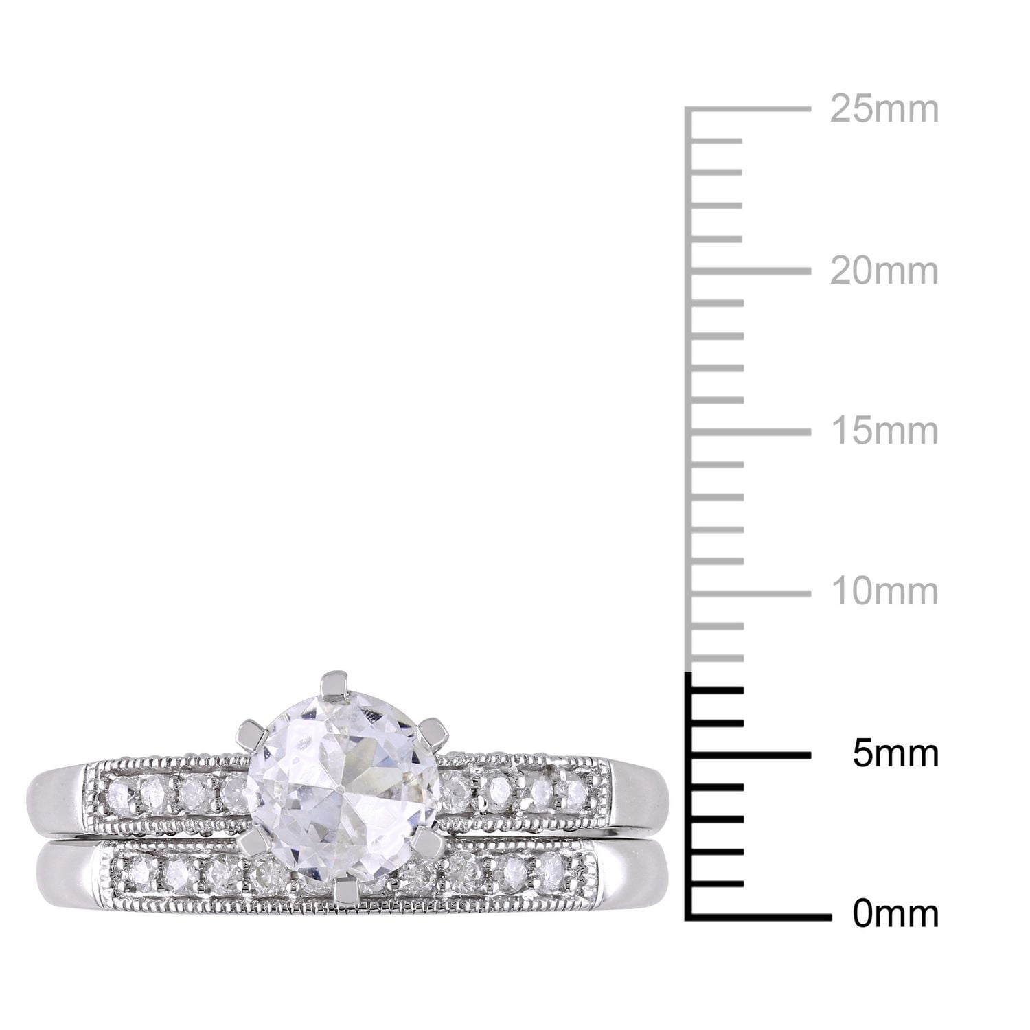 Miabella 1 Carat T.G.W. Created White Sapphire and 0.33 T.W. Diamond 10 K Gold Bridal Set