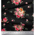 thumbnail image 3 of Soimoi Velvet Fabric Leaves & Rose Flower Print Sewing Fabric Yard 58 Inch Wide, 3 of 3