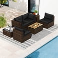 thumbnail image 4 of Costway 7 Pieces Outdoor Furniture Set with 32" Fire Pit Table and Propane Tank Cover Black, 4 of 10