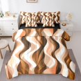 thumbnail image 1 of Erosebridal Literie Géométrique Mode Format Double, Ensemble de Lit Orange Format Double, Ensemble de Lit Réversible à Rayures Abstraites, Super Douillet Décoratif pour Chambre, 7 Pcs, 1 of 6