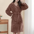 thumbnail image 2 of Women’s Hooded Fleece Bathrobe – Plush Short Robe with Waist Belt & Pockets (Cozy Lounge Essential), 2 of 5