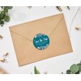thumbnail image 3 of Darling Souvenir Round 45 Pcs Floral Border Save The Date Stickers Wedding Personalized Bride Groom Names And Date Envelope Seals - Teal Blue, 3 of 4