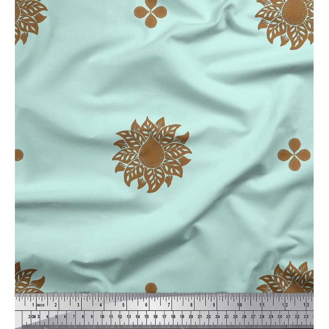 Soimoi Cotton Poplin Fabric Flower Artistic Print Fabric by The Yard 42 Inch Wide