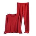 thumbnail image 3 of Women Pajama Sets O Neck Long Sleeved Plus Size Home Suit Set For Women Thin Design Solid Color Long Sleeved Pants Two Piece Set Woman Blending Pajamas, 3 of 3