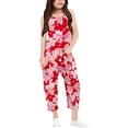 thumbnail image 1 of 7 Month Girl Clothes Bundle Girl Clothes Girls' Printed Casual V Suspender Romper Solid Color Loose Casual Romper With Pocket Spring And Summer Clothing, 1 of 6