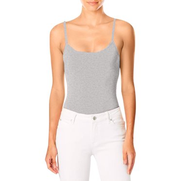 Hanes Camisole pour Femmes en Coton Extensible avec Soutien-Gorge Intégré, Gris Chiné, Grand US