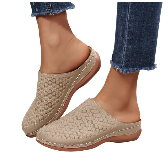 Platform Closed Toe Sandals for Women Comfortable Slip On Wedge Sandals Hollow Out Soft Sole Backless Clogs Brown Size 8