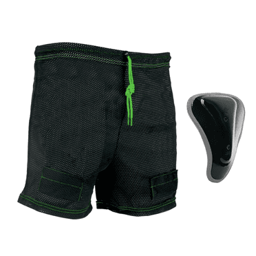 Shorts de hockey en filet de VIBE Hockey pour filles avec protecteur pelvien et attaches pour bas – Jeunesse Très Petit/Petit
