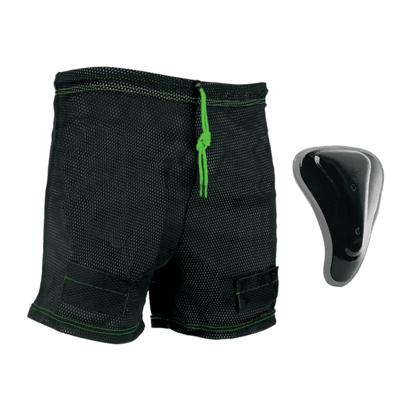 VIBE Youth Hockey Jill Mesh Shorts with Pelvic Protector and Sock Tabs - Extra Small / Small