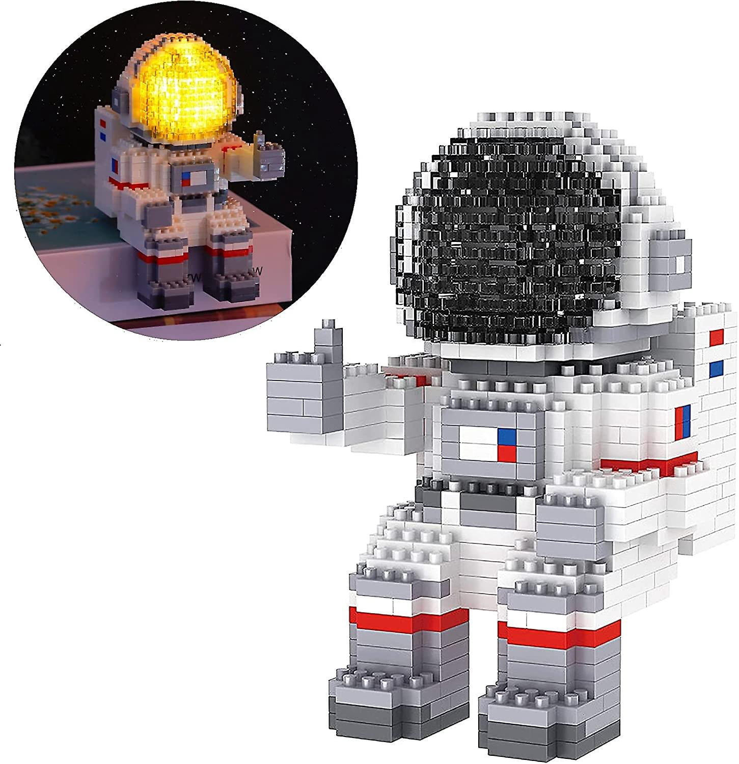 Jinsinto Astronaut Mini Building Blocks Micro Building Kits for Children and Adults 12-15 Space Toys with Led Light Kit