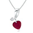 thumbnail image 1 of Angara Natural Ruby Necklace - Heart-Shaped Ruby Ribbon Pendant with Diamond in Platinum for Women, 1 of 10