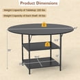 thumbnail image 3 of Gymax Table à Manger Ronde de 47 Pieds' avec Étagères de Rangement à 2 Niveaux et Cadre en Métal Robuste Noir, 3 of 10