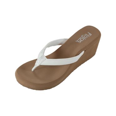 Flojos 842998105448 Sandales Compensées Olivia pour Femmes, Blanc et Olive - Taille 8