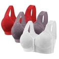 thumbnail image 1 of Yanlir 3PCS Bras for Women's No Underwire Wireless Bras Front Button Design Push Up Full Coverage Adjustable Straps U Shaped Back Comfortable Everyday Bra(Purple#2,S), 1 of 3