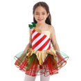 thumbnail image 1 of iefiel Robe de Danse de Noël à Rayures Canne de Bonbon pour Filles Justaucorps Tutu de Ballet Robes de Patinage Artistique sur Glace Rouge 14, 1 of 7