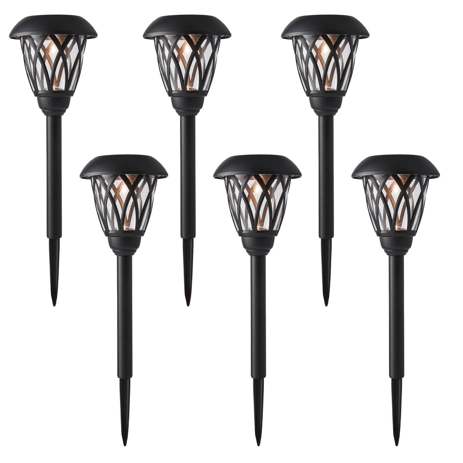 Mainstays 8 Lumen Solar Outdoor Lattice Pathway Lights, Black (6-pack)