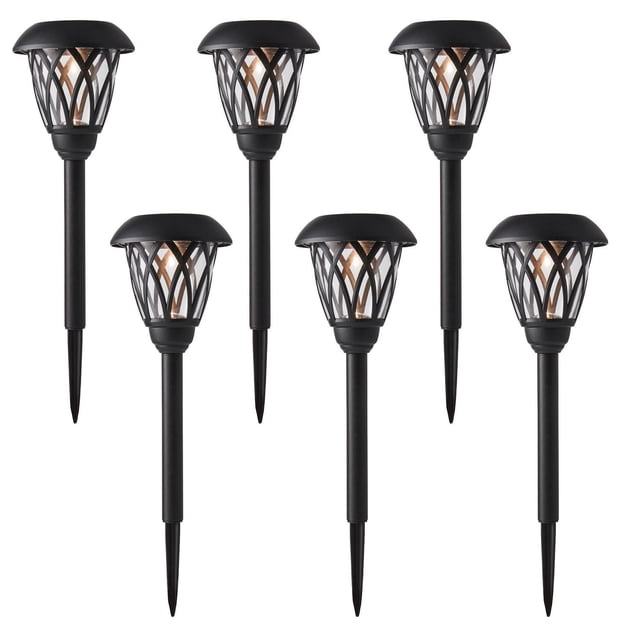 Mainstays 8 Lumen Solar Outdoor Lattice Pathway Lights, Black (6-pack)