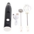thumbnail image 1 of Kit de mousseur à lait électrique portatif, mousseur à lait USB Rechargeable fouet à café mélangeur agitateur à main batteur à oeufs noir, 1 of 14