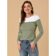 thumbnail image 2 of INSPIRE CHIC T-Shirt Rayé à Manches Longues à Blocs de Couleur d'Halloween pour Femme Grand Vert Armée, 2 of 6