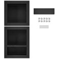 thumbnail image 1 of KFFKFF Niche de Douche Prête pour les Carreaux, 16 Pouces x 16 Pouces et 16 Pouces x 20 Pouces, Rangement à Trois Tablettes, Niche d'Angle Carré à Insérer dans le Mur, Protection Scellée, Niche Contemporaine de Rangement pour Savon pour Douche Salle de Bain, Noir, 1 of 9