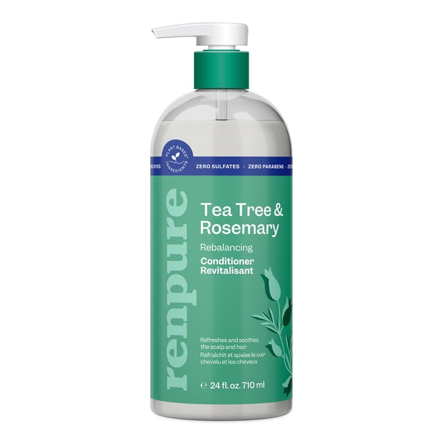 Renpure Tea Tree & Rosemary Conditioner, Plant Based - Refreshes & Rebalances Hair and Scalp - For Oily/Normal Hair - 24 Fl Oz