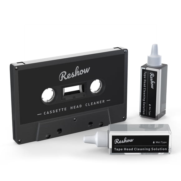 Reshow Audio Tape Cassette Head Cleaner with 2 Cleaning Fluids Care Wet Maintenance Kit for Cassette Tape Player/Boombox/Deck/Recorder