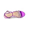 thumbnail image 4 of BLISSFUL STEP Women's Shoes Rhinestone Ankle Strap Kitten Heel Open Toe PU Buckle Sandals  Purple 7, 4 of 7
