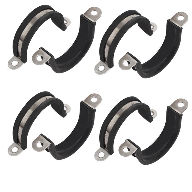 Unique Bargains Pince de Tuyau en Acier Inoxydable 304 en Forme de U Doublée de Caoutchouc 34mm 8 Pcs