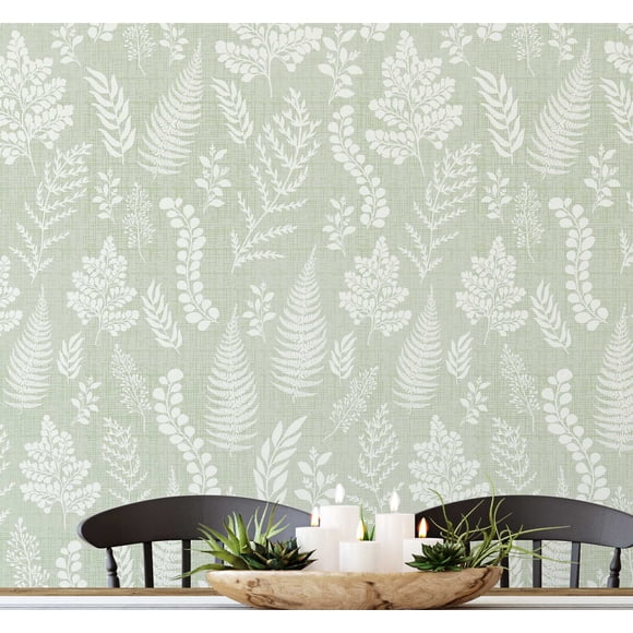S4Sassy Peel & Stick Vinyl Wallpaper, Chic Botanical Wallpaper Contact Paper Waterproof - Green, 25"x240", Removable Wall Covering for Bedrooms & Living Areas, Renter Spaces, Cabinets
