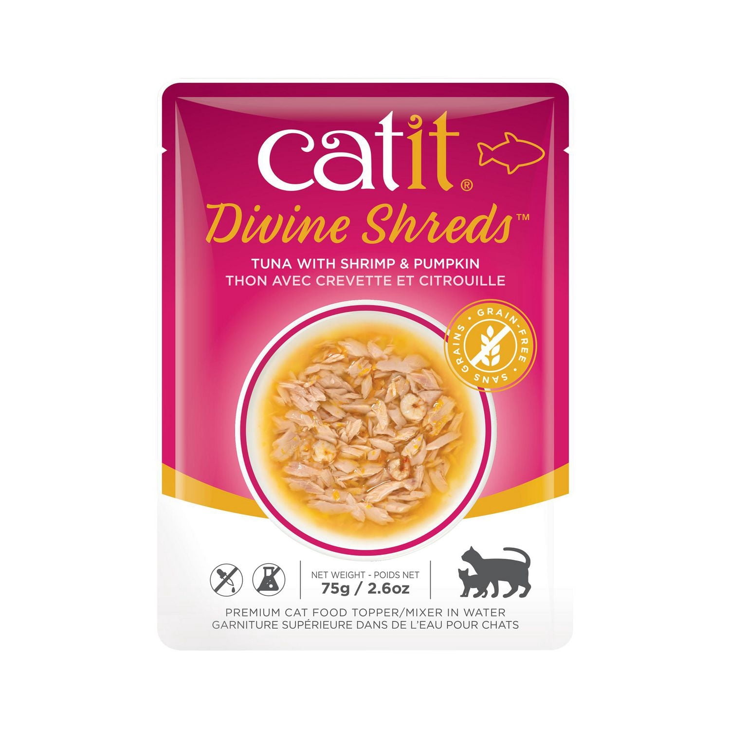Catit Divine Shreds Tuna with Shrimp & Pumpkin Wet Food for Cats 75 G