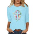 thumbnail image 1 of Chemisier pour Femmes T-shirt Imprimé pour Femmes Blouse à Manches 3/4 Col Rond Hauts Décontractés, 1 of 1