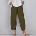 thumbnail image 2 of Fall Savings! SROBPTY Womens Capris Pants, Women's Summer Comfortable Loose Wide Leg Fashion Solid Color Capris Army Green, XL, 2 of 5